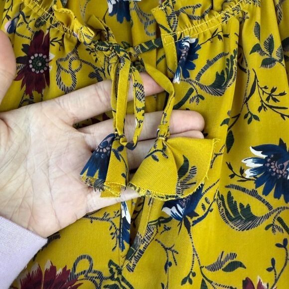 Misa Los Angeles Womens Medium Floral Ruffle Blouse Long Sleeve Boho Yellow Boho - Picture 10 of 11